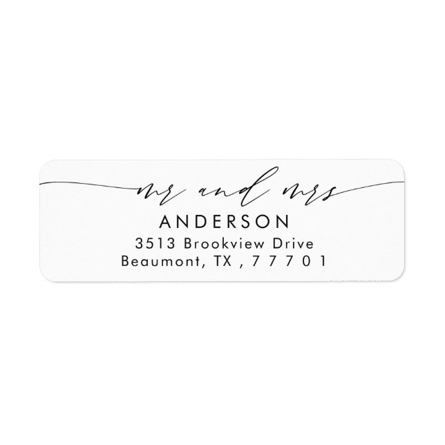 Étiquette de l'adresse de retour de M. & Mme Scrip (Devant)