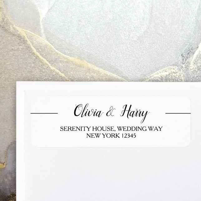 Étiquette de l'adresse de retour de mariage simple (Simply Personalize with Your Custom Name(s) and Return Address.)