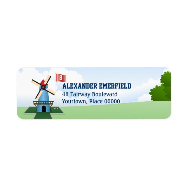 Étiquette de l'adresse de retour de mini-golf WInd (Devant)