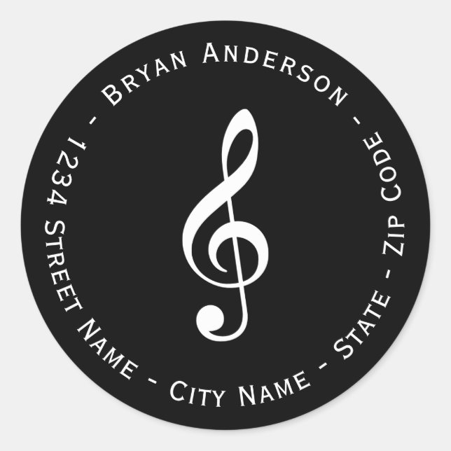 Étiquette de l'adresse de retour de note musicale (Devant)
