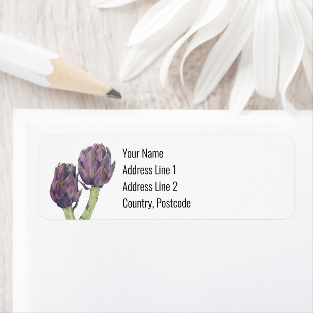 Étiquette de l'adresse de retour de Purple Articho (En situation)