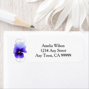 Étiquette de l'adresse de retour de Purple Pansy