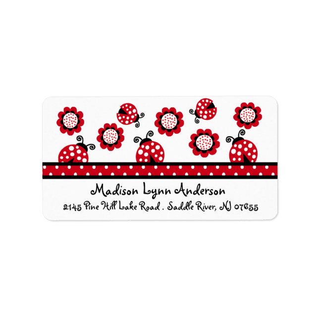 Étiquette de l'adresse de retour de Red Ladybugs C (Devant)