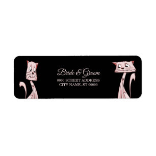 Étiquette de l'adresse de retour des chats roses