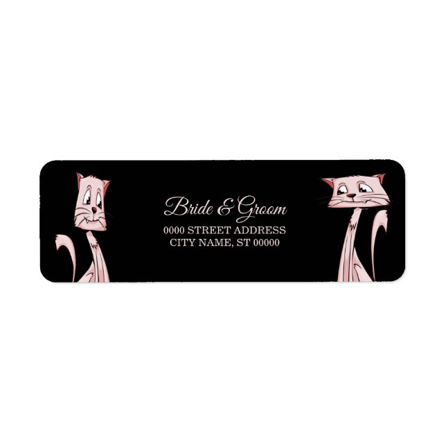 Étiquette de l'adresse de retour des chats roses (Devant)