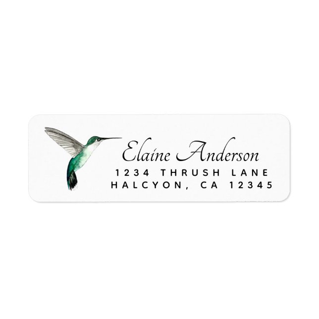 Étiquette de l'adresse de retour des colibris (Devant)