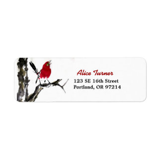 Étiquette de l'adresse de retour des oiseaux rouge