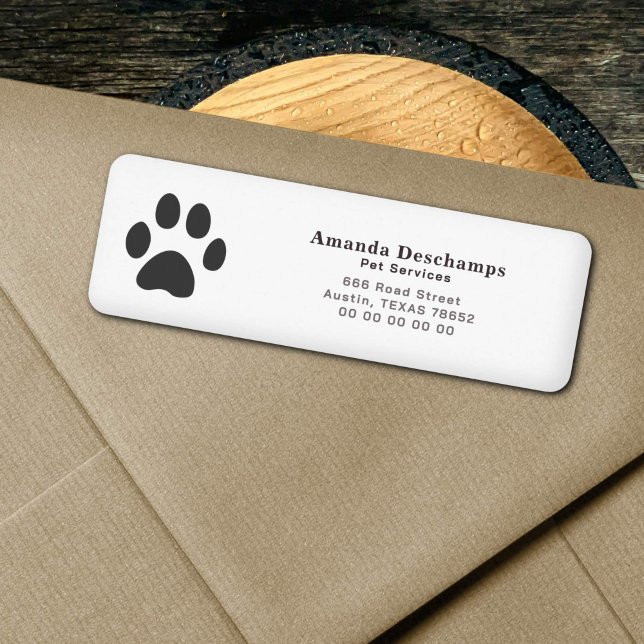 Étiquette de l'adresse de retour des services pour (Pet Services Return Address Label)