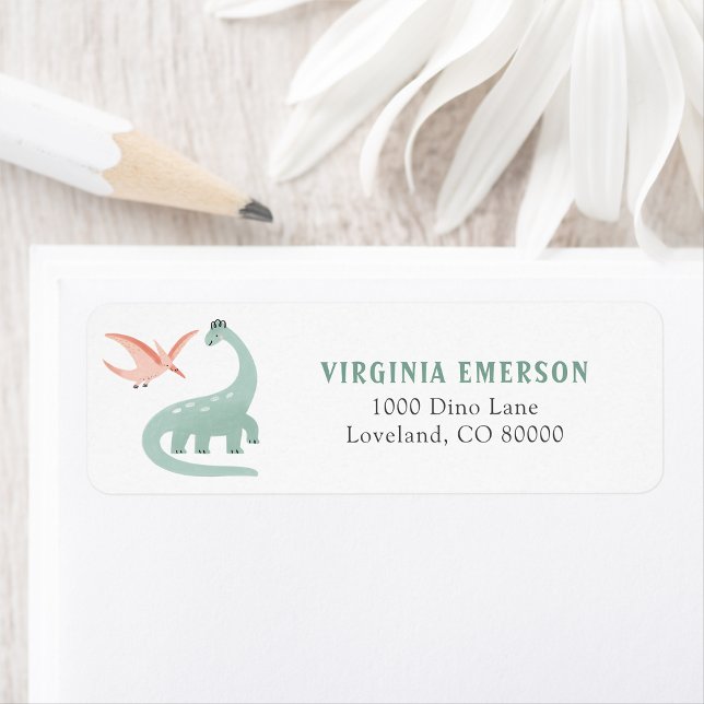 Étiquette de l'adresse de retour Dinosaur (Dinosaur Theme Return Address Label by Painted Paperie
)