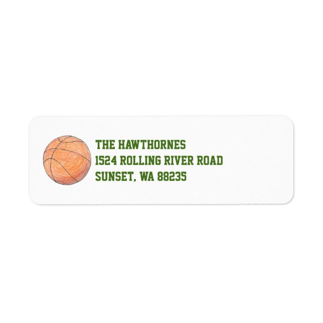 Étiquette de l'adresse de retour du basket-ball (Devant)