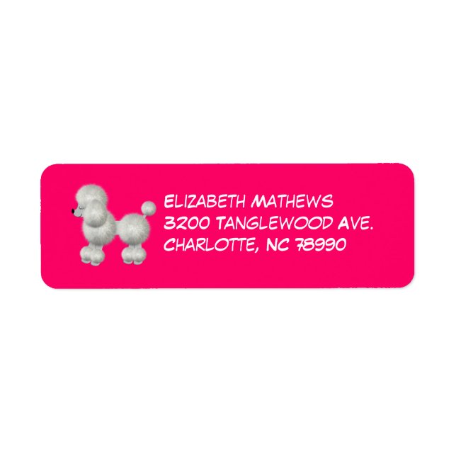 Étiquette de l'adresse de retour du caniche rose e (Devant)
