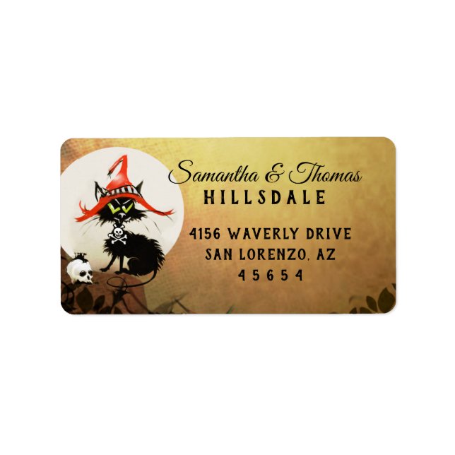 Étiquette de l'adresse de retour du chat noir (Devant)