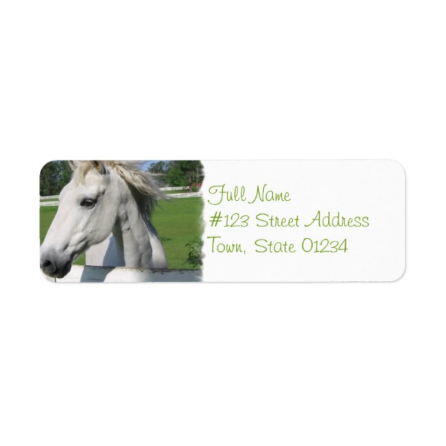Étiquette de l'adresse de retour du cheval blanc (Devant)