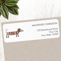 Étiquette de l'adresse de retour du chien Dachshun