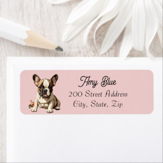 Étiquette de l'adresse de retour du chiot Buldog f