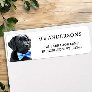 Étiquette de l'adresse de retour du chiot noir Lab