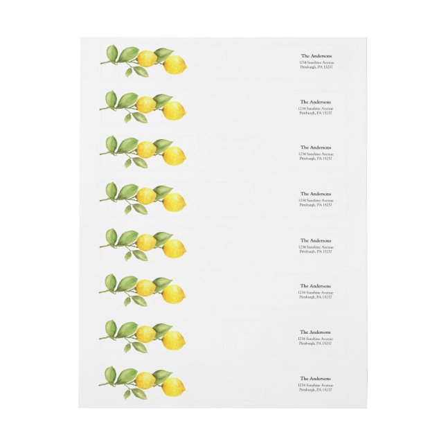 Étiquette de l'adresse de retour du citron de la t (Feuille)