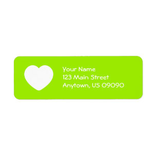 Étiquette de l'adresse de retour du coeur (Vert ci