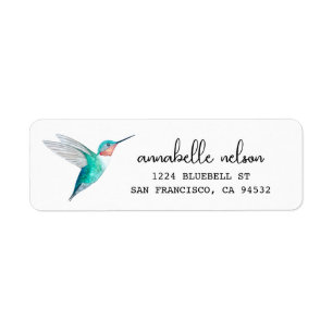 Étiquette de l'adresse de retour du colibri à gorg