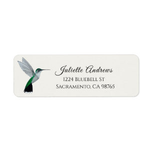 Étiquette de l'adresse de retour du colibri vert