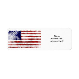 Étiquette de l'adresse de retour du drapeau améric
