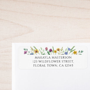 Étiquette de l'adresse de retour du fleur sauvage