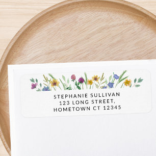 Étiquette de l'adresse de retour du fleur sauvage