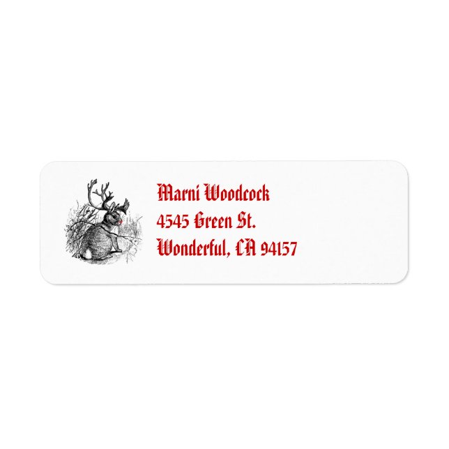 étiquette de l'adresse de retour du jackalope noir (Devant)