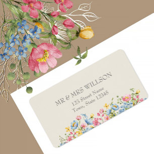 Étiquette de l'adresse de retour du Mariage fleur