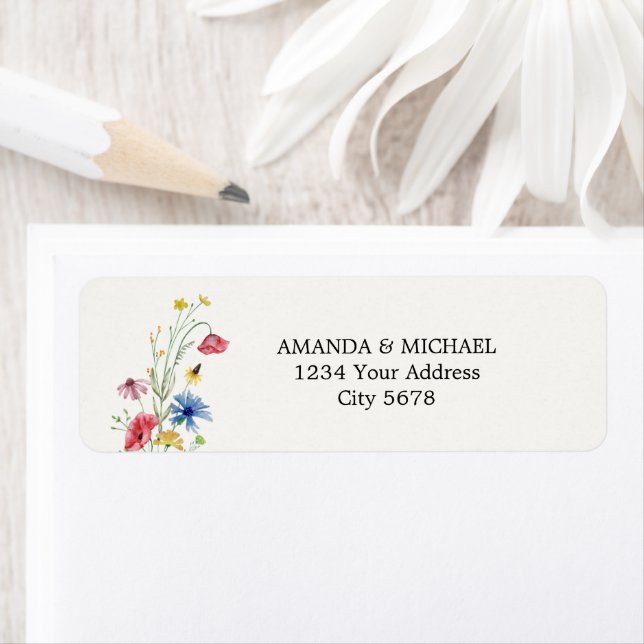 Étiquette de l'adresse de retour du Mariage fleur  (En situation)