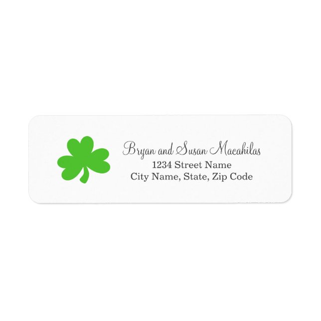 Étiquette de l'adresse de retour du Mariage shamro (Devant)