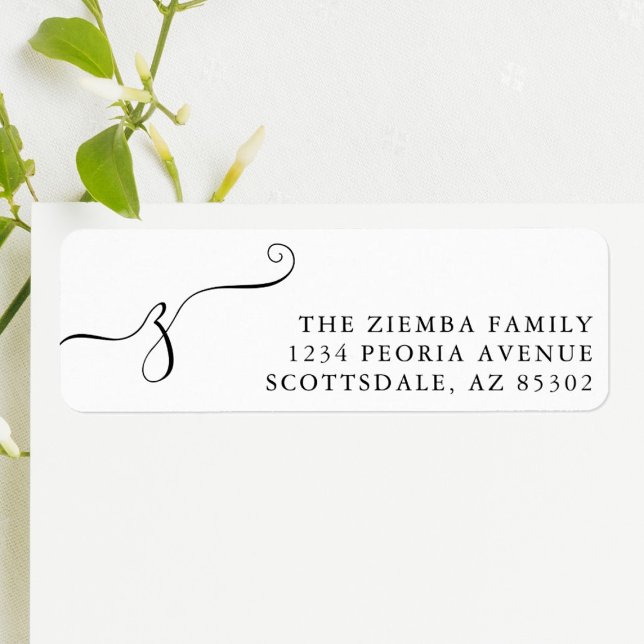 Étiquette de l'adresse de retour du monogramme ini (Créateur téléchargé)