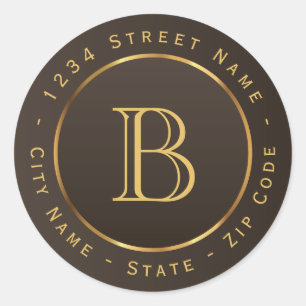 Étiquette de l'adresse de retour du monogramme Pre