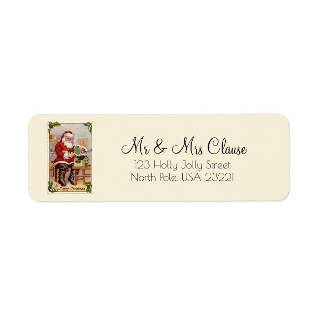 Étiquette de l'adresse de retour du Père Noël vint (Devant)