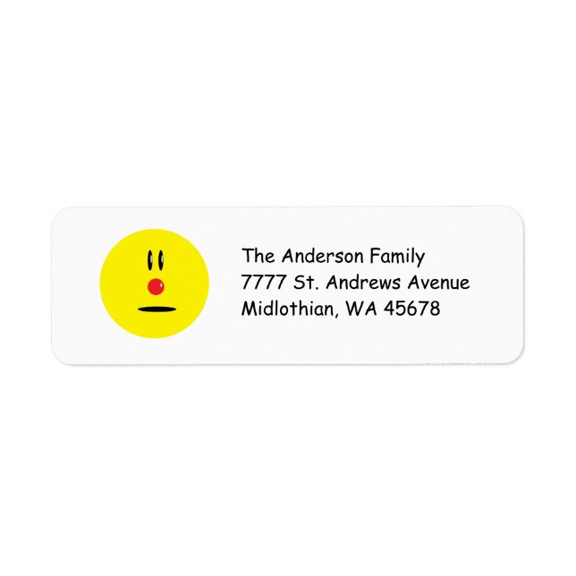 Étiquette de l'adresse de retour du visage sourian (Devant)