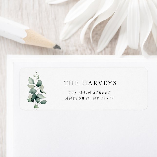 Étiquette de l'adresse de retour Eucalyptus (En situation)