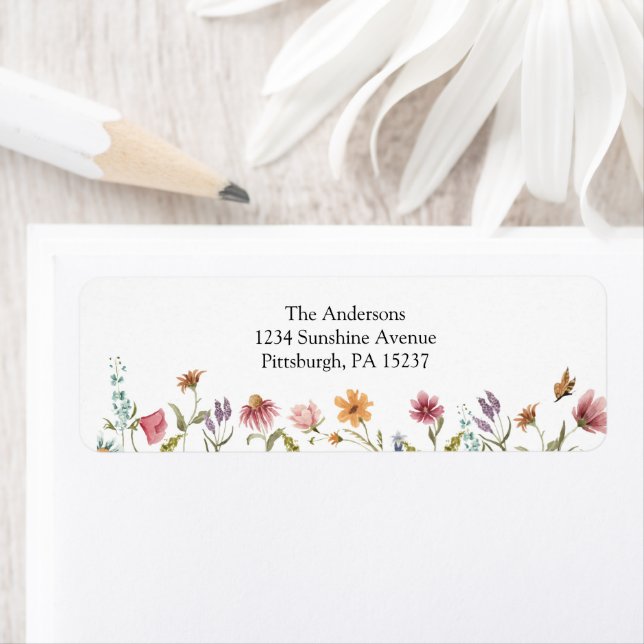 Étiquette de l'adresse de retour fleur sauvage Blo (En situation)