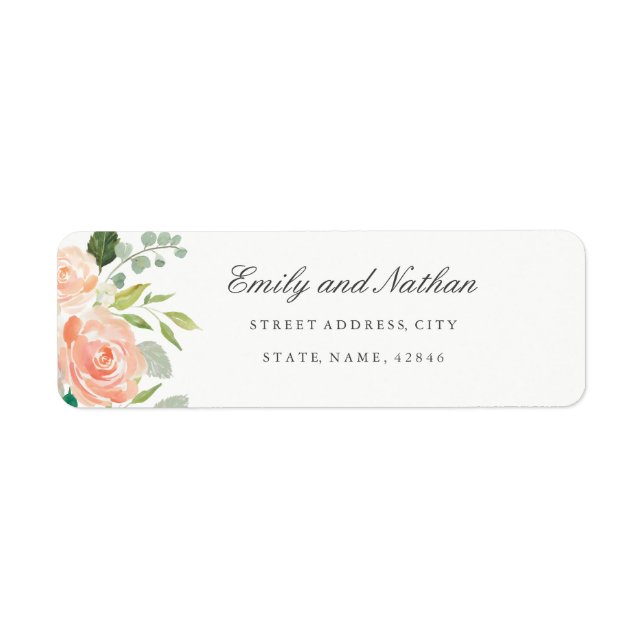 Étiquette de l'adresse de retour Floral Peach Blus (Devant)