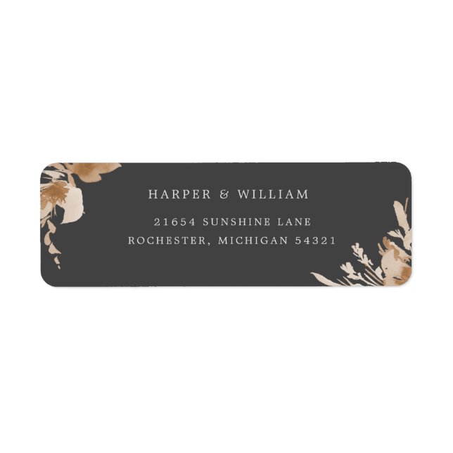 Étiquette de l'adresse de retour florale beige bei (Devant)
