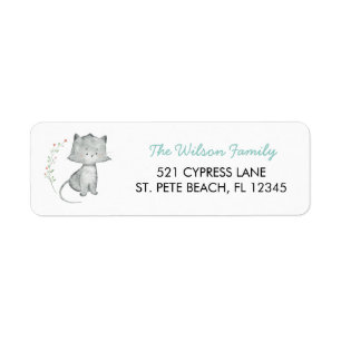 Étiquette de l'adresse de retour florale Kitten