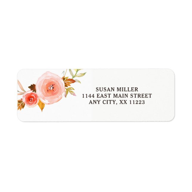 Étiquette de l'adresse de retour florale rose pâle (Devant)