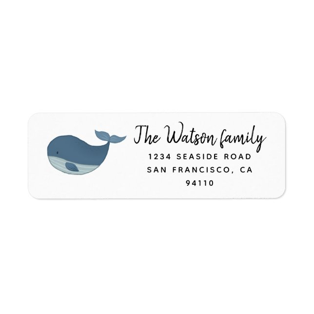 Étiquette de l'adresse de retour Happy Whale ⎢ (Devant)