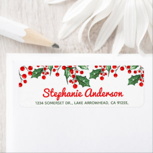 Étiquette de l'adresse de retour Holly Festive
