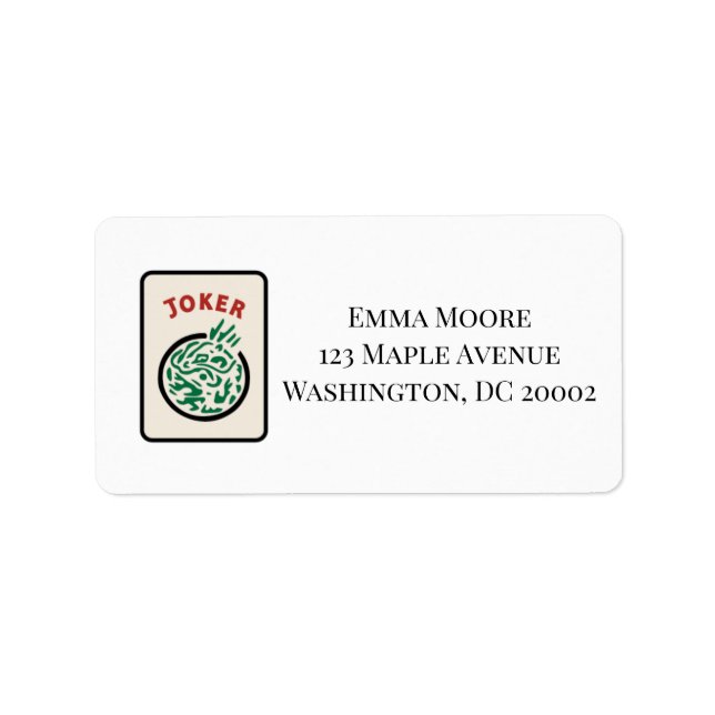 Étiquette de l'adresse de retour Mah Jongg (Devant)