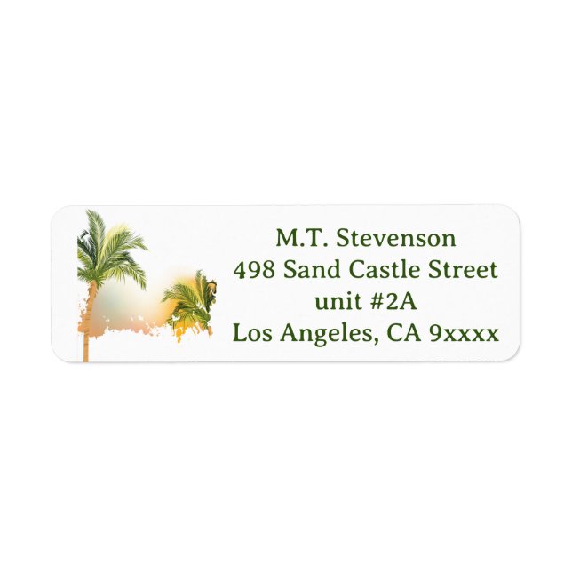 Étiquette de l'adresse de retour Palm Tree (Devant)