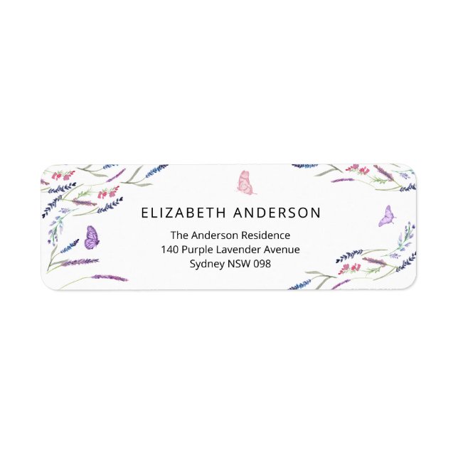 Étiquette de l'adresse de retour Purple Lavender (Devant)