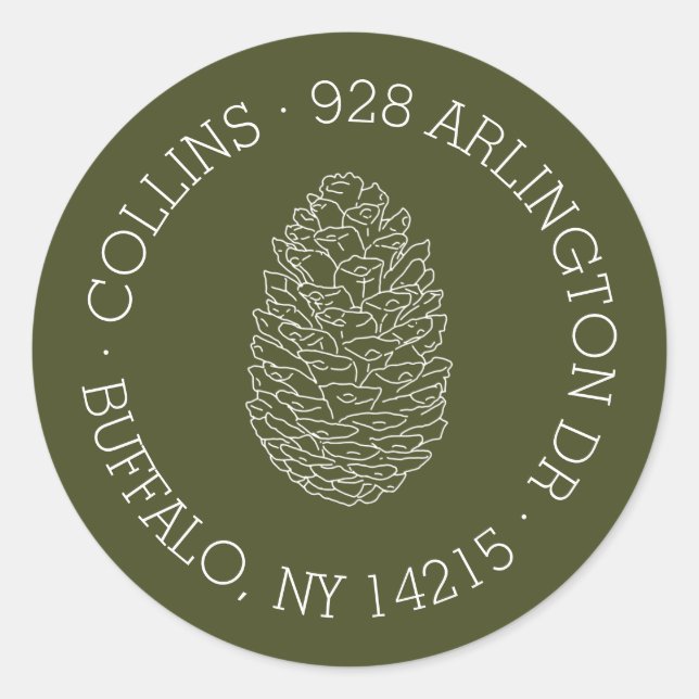 Étiquette de l'adresse de retour ronde en pin rust (Devant)