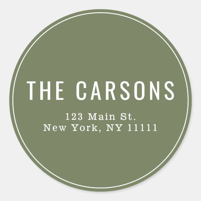 Étiquette de l'adresse de retour Sage Green Simple (Devant)