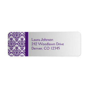Étiquette de l'adresse de retour Silver et Purple 