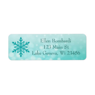 Étiquette de l'adresse de retour turquoise de Snow